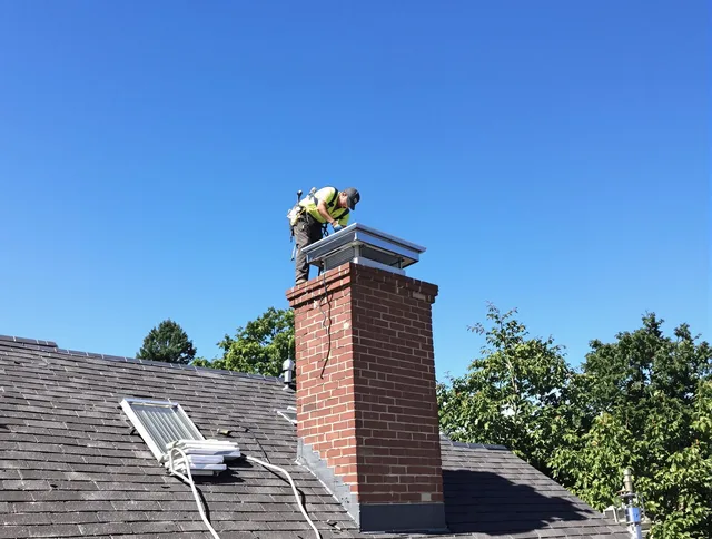 Riverview Chimney Sweep technician measuring a chimney cap in Riverview, FL