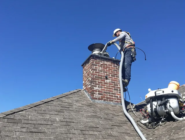 Dedicated Riverview Chimney Sweep team member cleaning a chimney in Riverview, FL