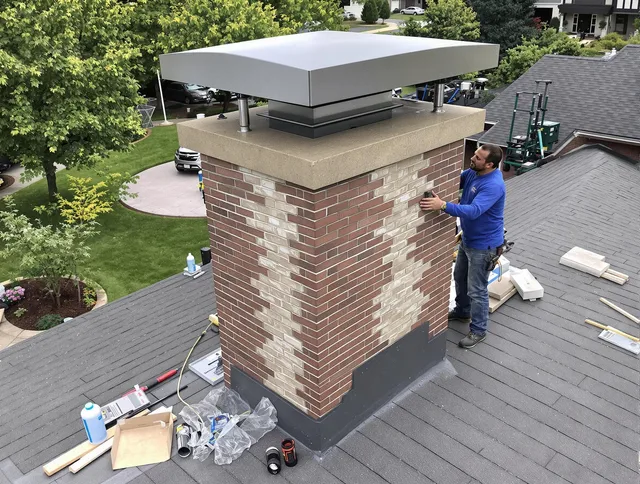 Riverview Chimney Sweep team working on a custom chimney remodel in Riverview, FL